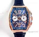 2019 Copy Franck Muller Vanguard Yachting Swiss 7750 Watch Rose Gold Blue Face